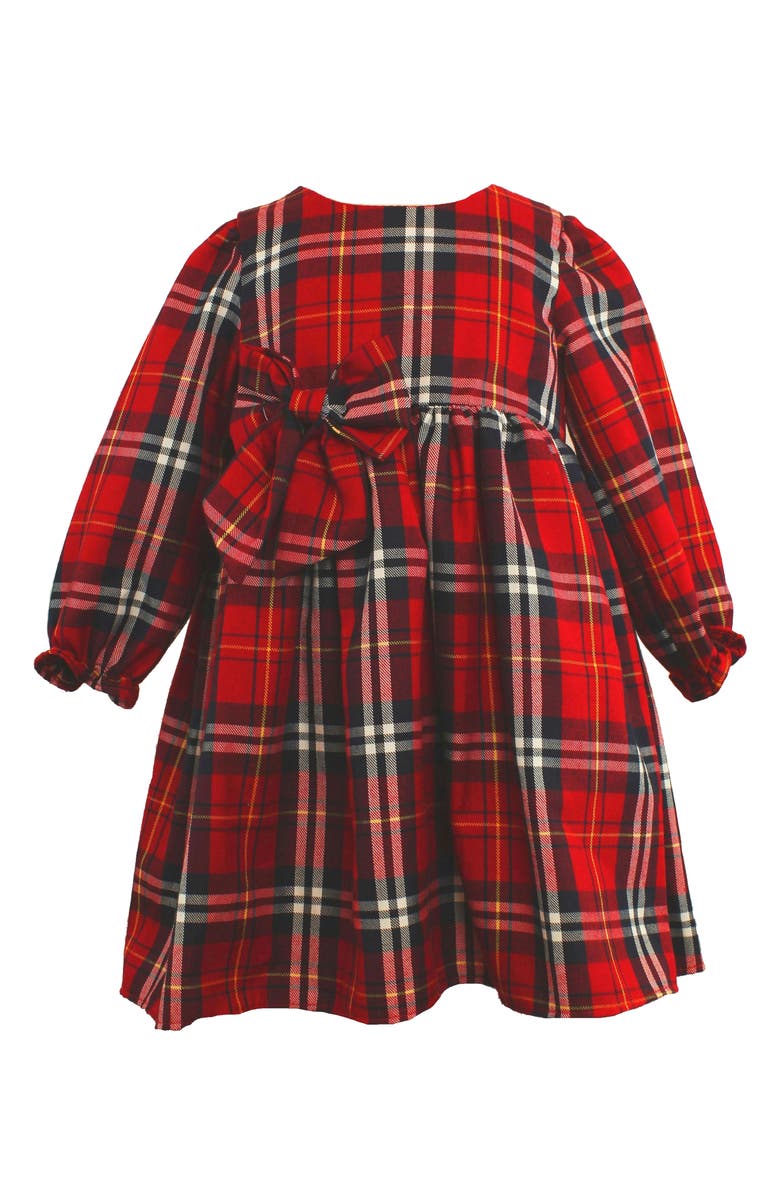 Popatu Kids' Plaid Bow Accent Long Sleeve Cotton Dress, Main, color, 