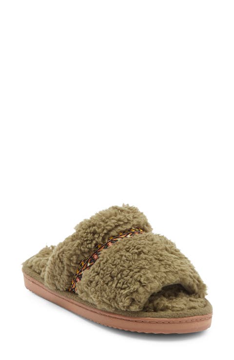 One Banded Faux Fur Slipper (Women)
