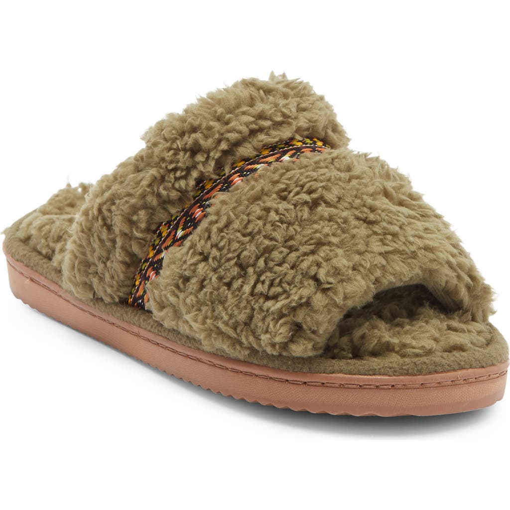 R.g. Barry One Banded Faux Fur Slipper In Green