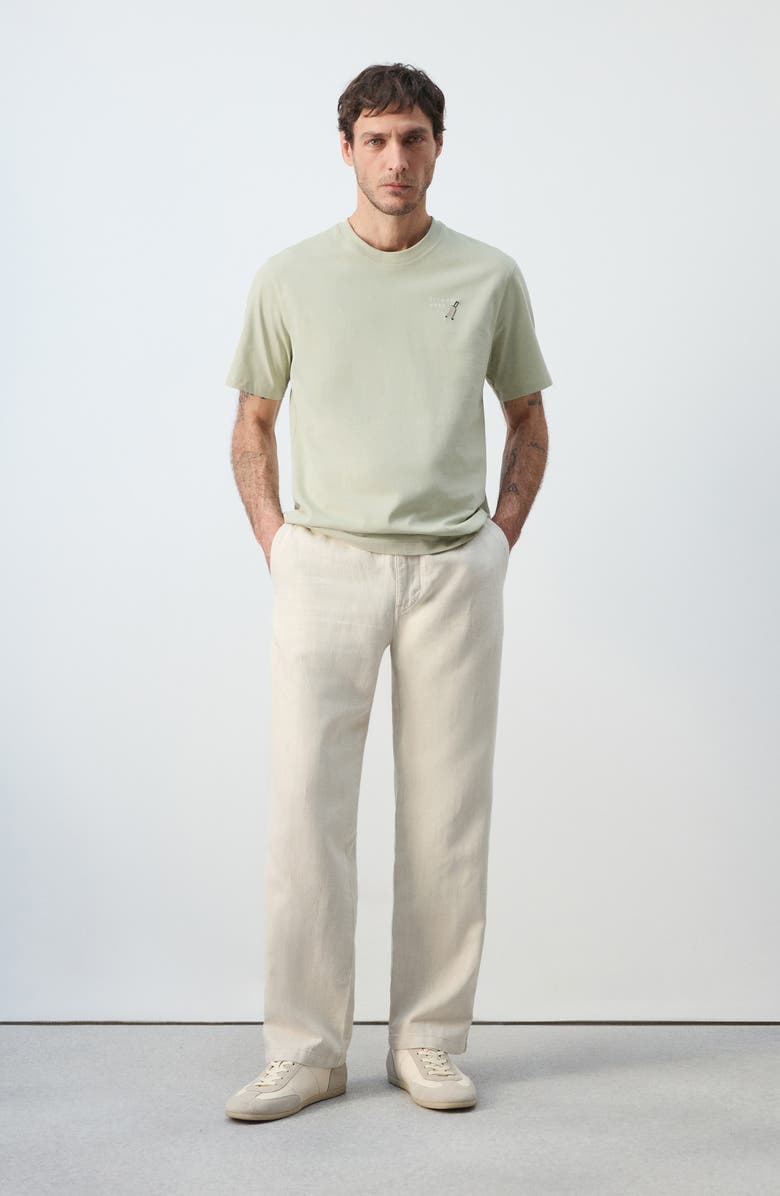 MANGO Escape Mode Embroidered Cotton T-Shirt, Alternate, color, Mint Green