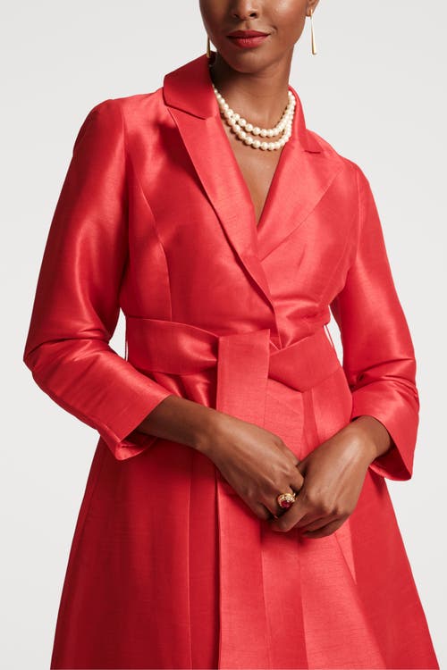 Shop Frances Valentine Lucille Wrap Dress W/lining Dupioni Dupioni In Red