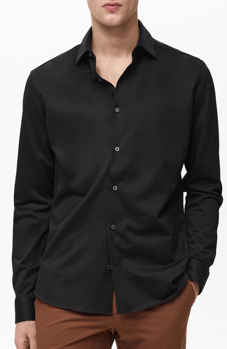 MANGO Easy Iron Comfort Stretch Button-Up Shirt, Main, color,