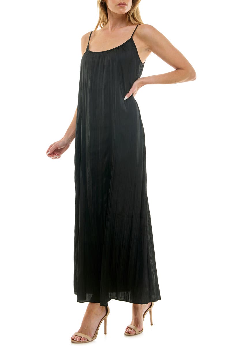 Socialite Satin Cami Maxi Dress, Alternate, color, Black
