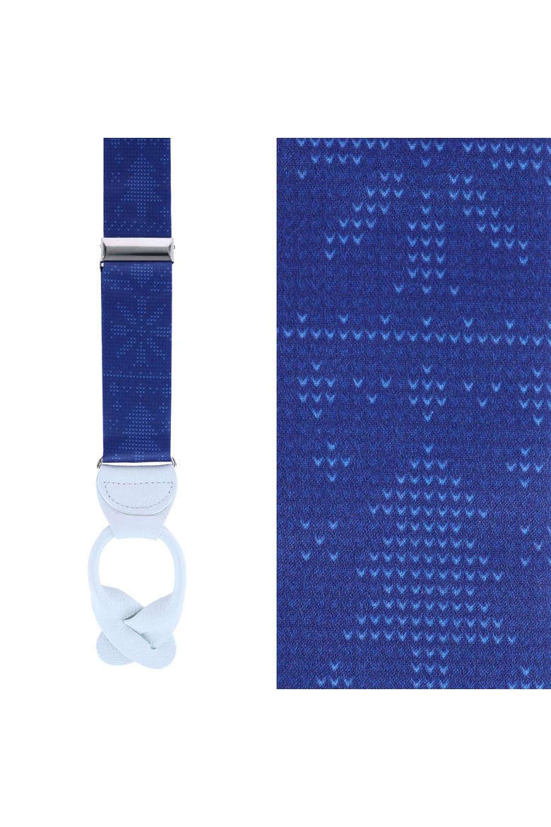 Ugly Christmas Sweater Navy Blue Silk Button End Suspenders, Main, color, Navy