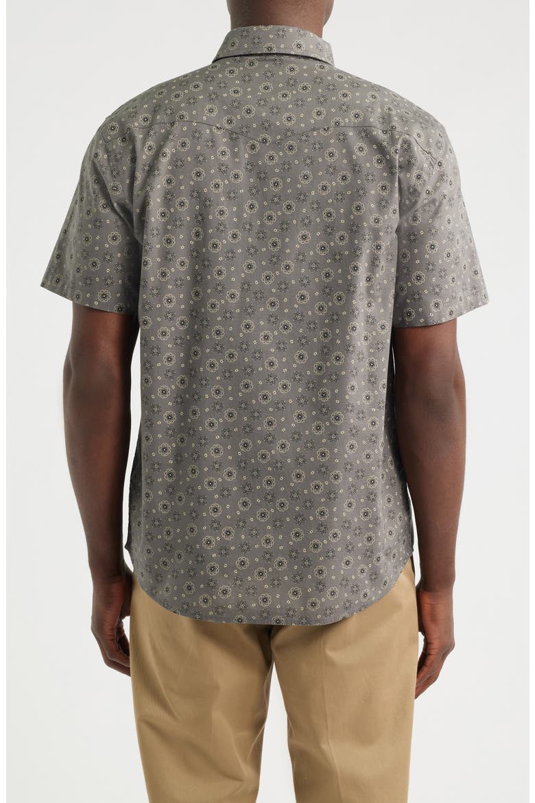 Laramie Short Sleeve Snap-Up Western Shirt, Alternate, color, WESTERN DITSY GREY