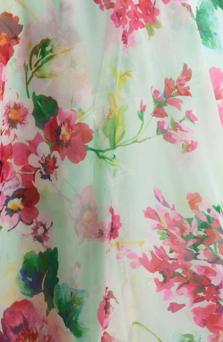 Adrianna Papell Floral High-Low Cocktail Dress, Alternate, color, Mint Multi