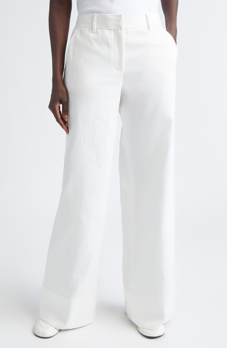Lafayette 148 New York Charles Cotton & Linen Wide Leg Pants, Main, color, White