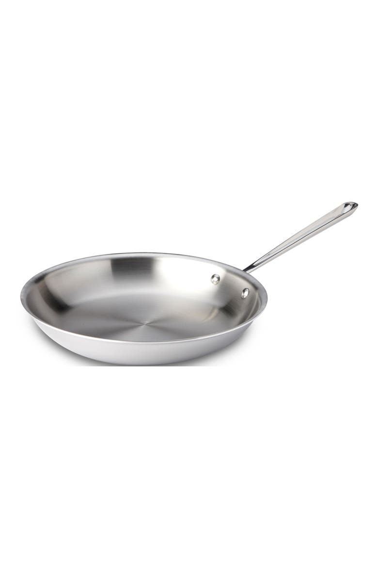 D3 12-Inch Stainless Steel Fry Pan, Main, color, SILVER