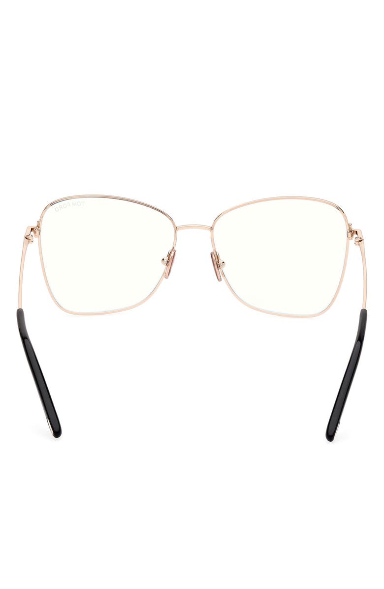 TOM FORD 55mm Butterfly Blue Light Blocking Optical Glasses, Alternate, color, Rose Gold Black Enamel
