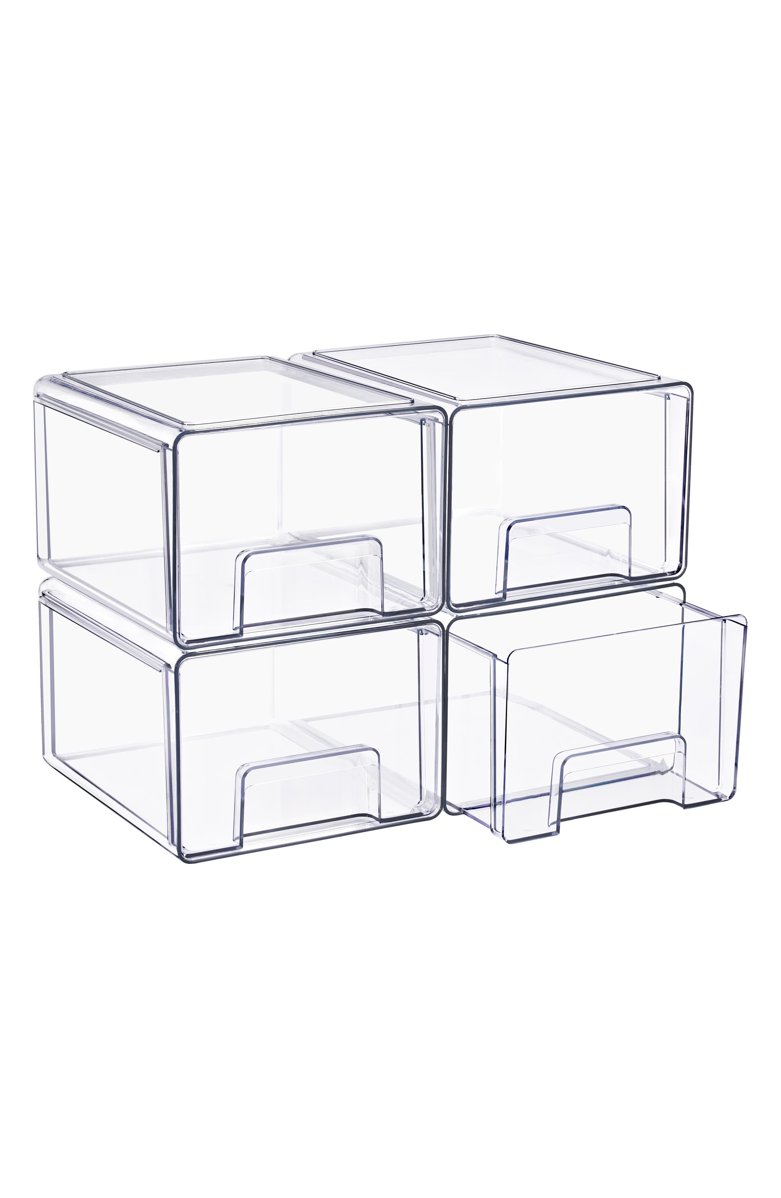 4-Pack Large Clear Stackable Drawers