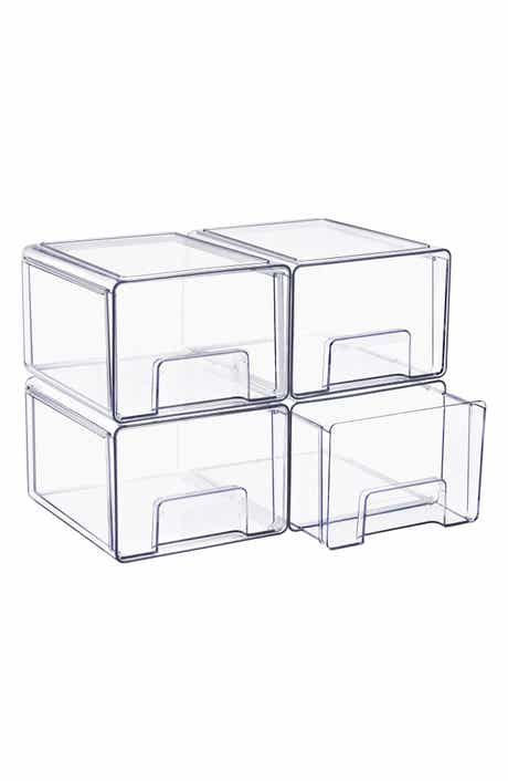 4-Pack Large Clear Stackable Drawers