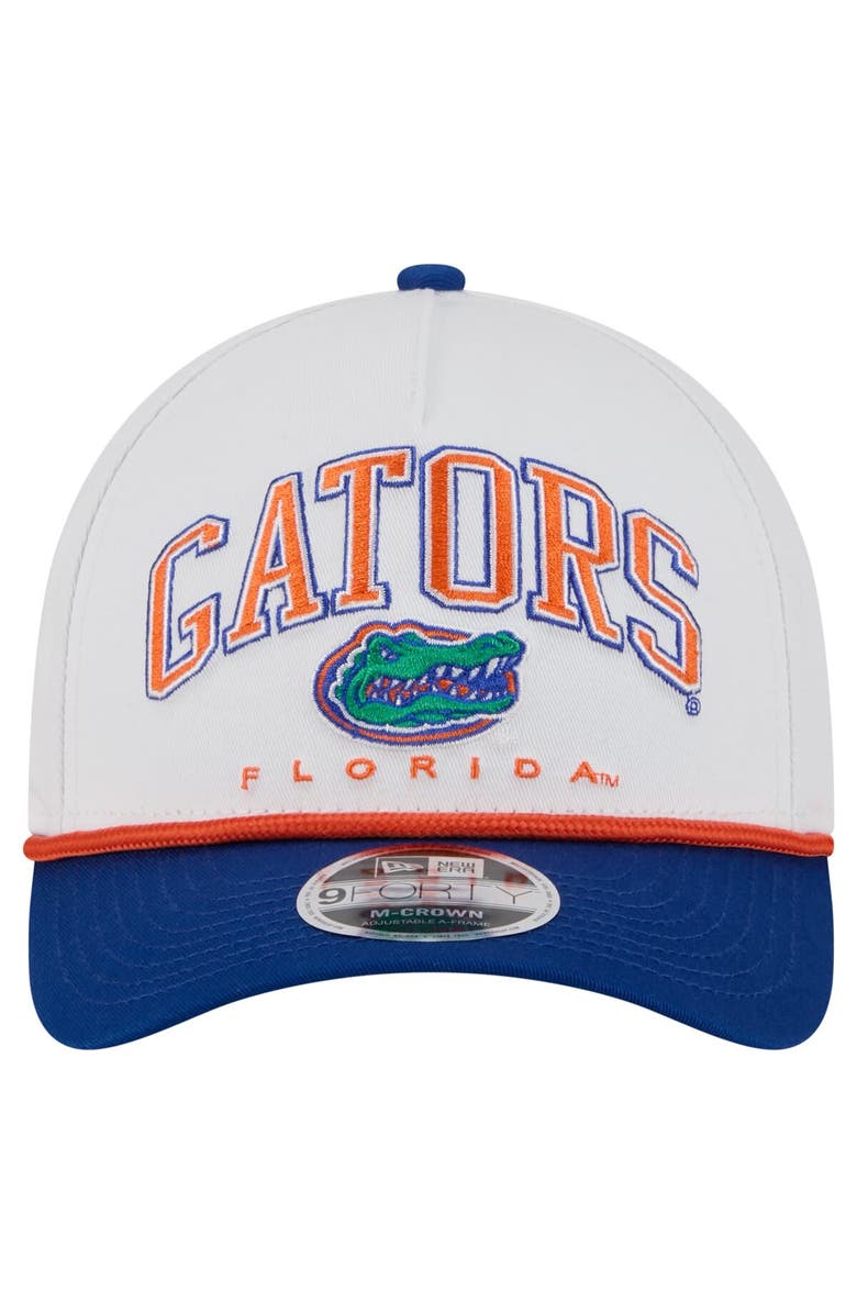 New Era Men's New Era White/Royal Florida Gators Arch Two-Tone Rope 9FORTY A-Frame M-Crown Adjustable Hat, Alternate, color, 