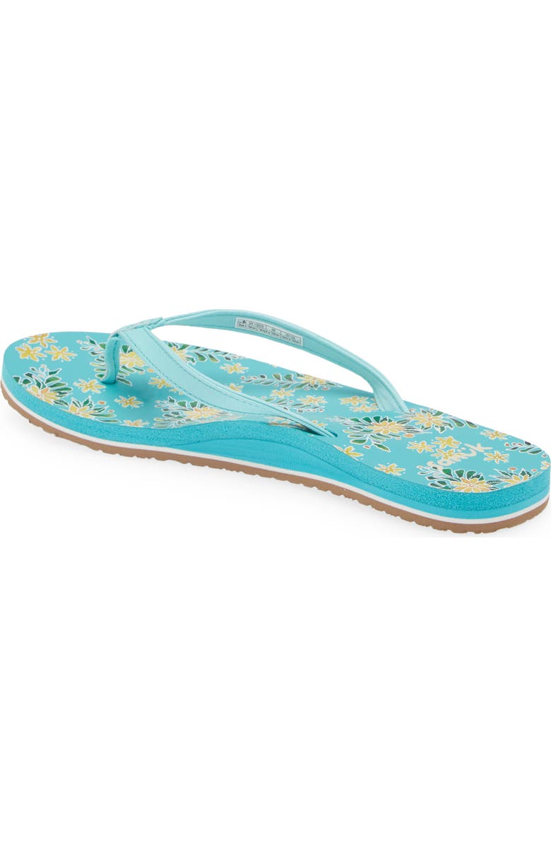 Sanuk Yoga Joy Floral Flip Flop, Alternate, color, Aqua Splash