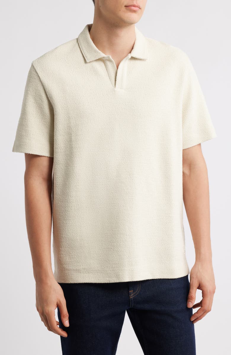 BOSS Pye Textured Johnny Collar Polo, Main, color, Open White