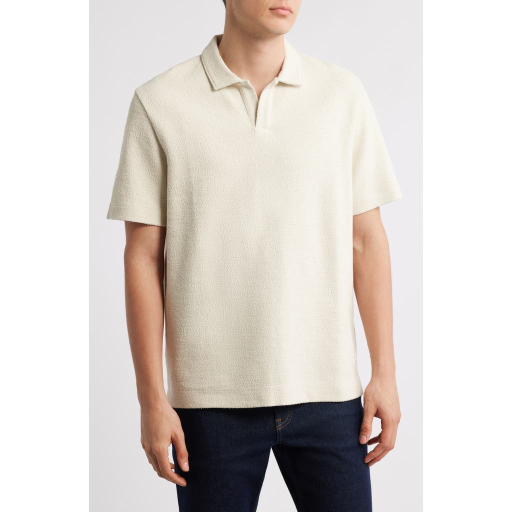 Hugo Boss Boss Pye Textured Johnny Collar Polo In Open White
