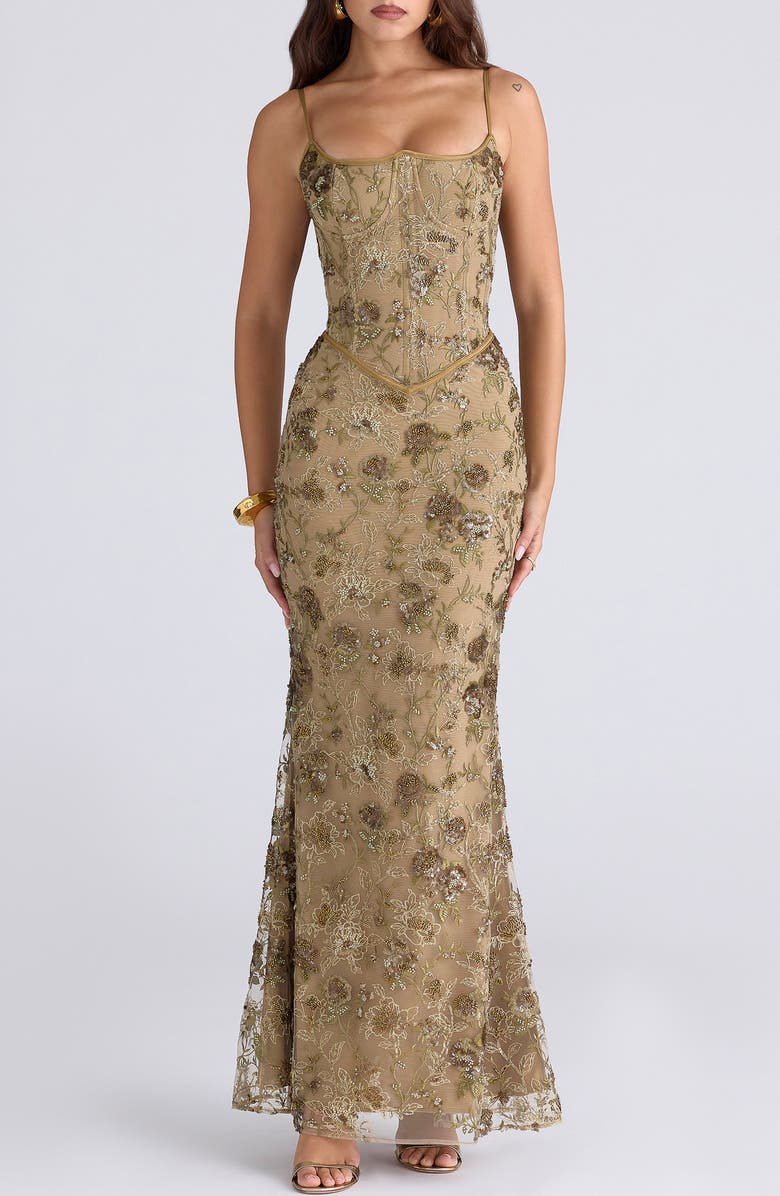 HOUSE OF CB Naima Bronze Embellished Corset, Alternate, color, Bronze