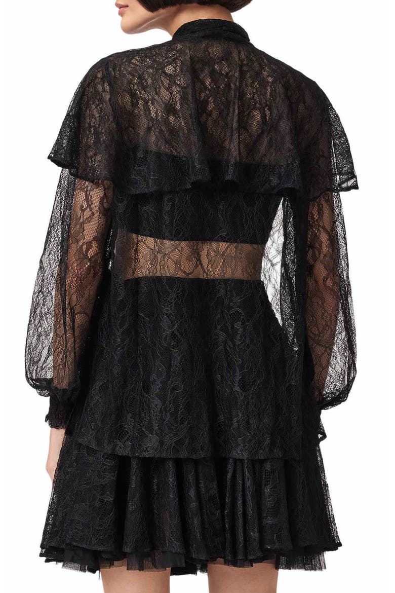 Athena Lace Button-Up Shirt, Alternate, color, BLACK
