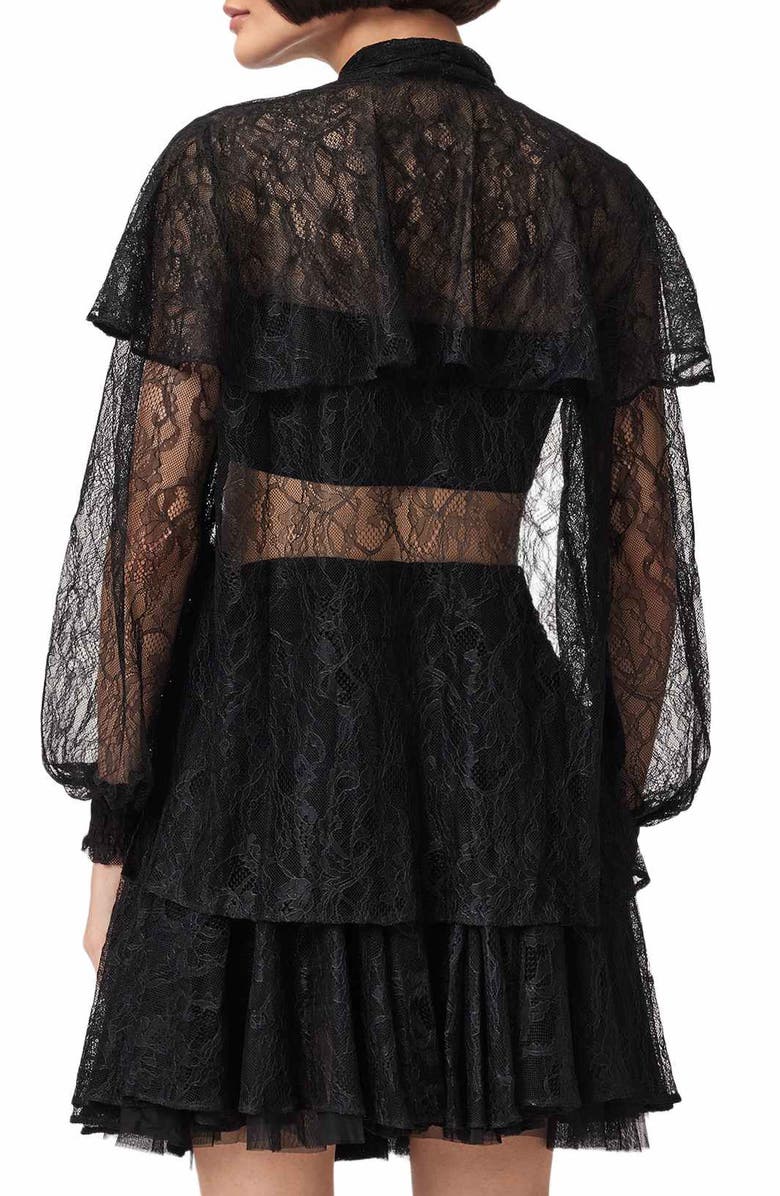 AllSaints Athena Lace Button-Up Shirt, Alternate, color, Black