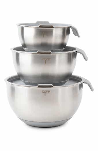 Core Home 6-Piece Non-Skid Stainless Steel Mixing Bowls & Lids Set