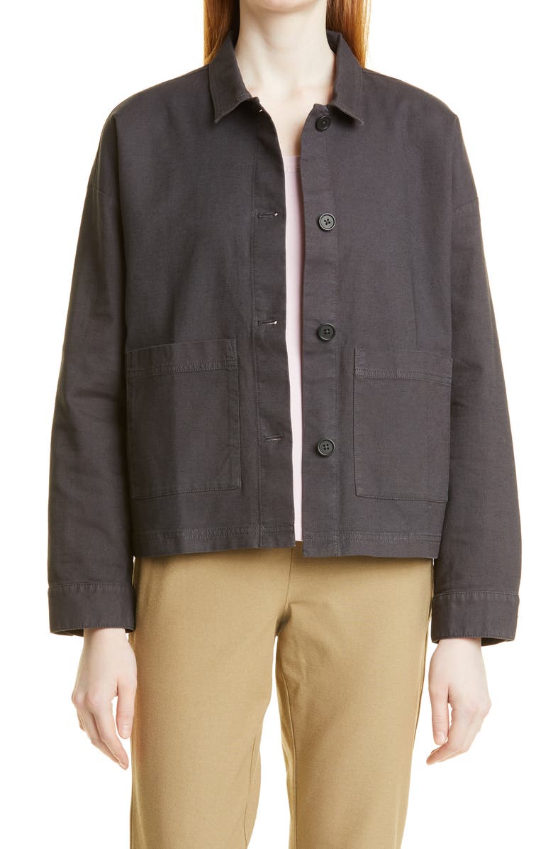 Eileen Fisher Elieen Fisher Classic Collar Organic Cotton & Hemp Jacket, Main, color, 