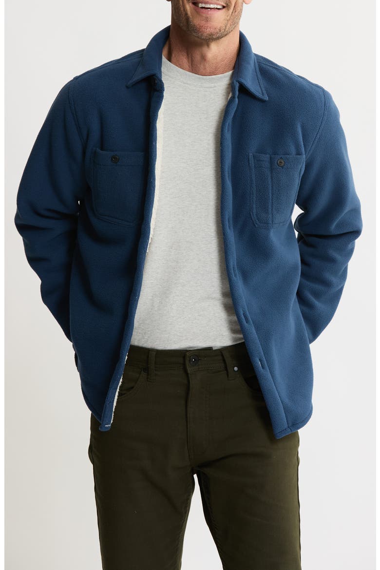 Shirt Jacket with Faux Fur Lining, Main, color, DENIM