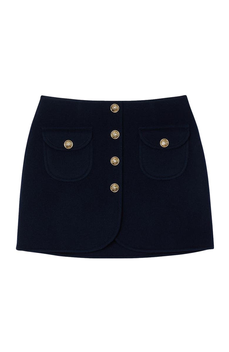 SANDRO Double-faced short wool skirt, Alternate, color, 