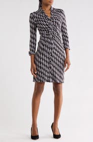 DVF Sheska Geo Print Knit Shirtdress