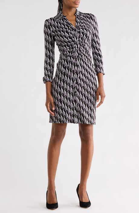Sheska Geo Print Knit Shirtdress