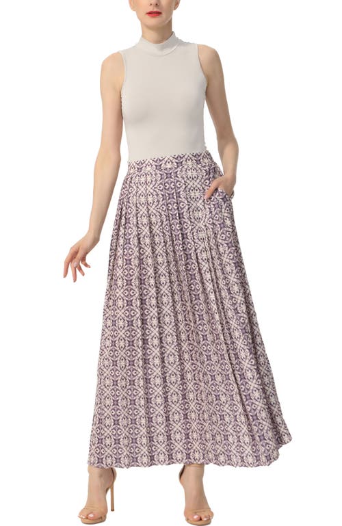 Kimi & Kai Women's Print Box Pleat Maxi Skirt In Plum