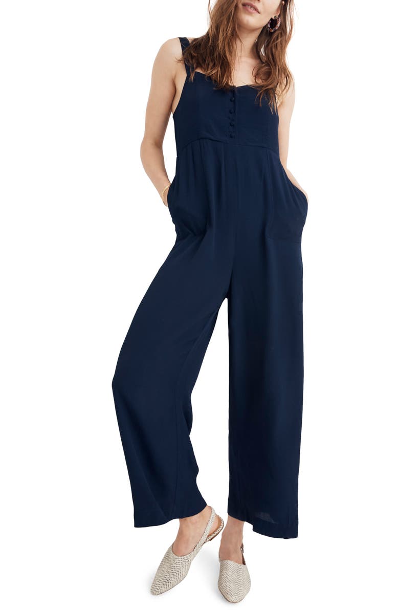 Madewell Button Front Wide Leg Jumpsuit, Main, color, 