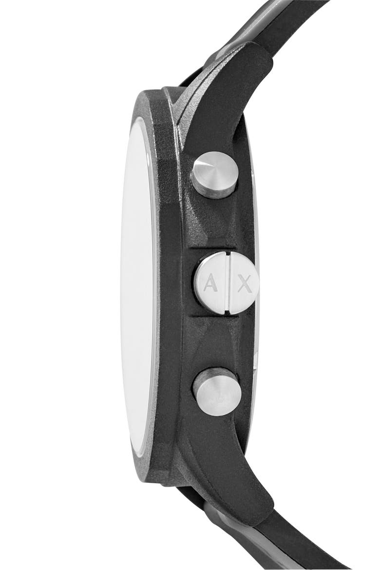 Chronograph Stripe Silicone Strap Watch, 45mm, Alternate, color, BLACK