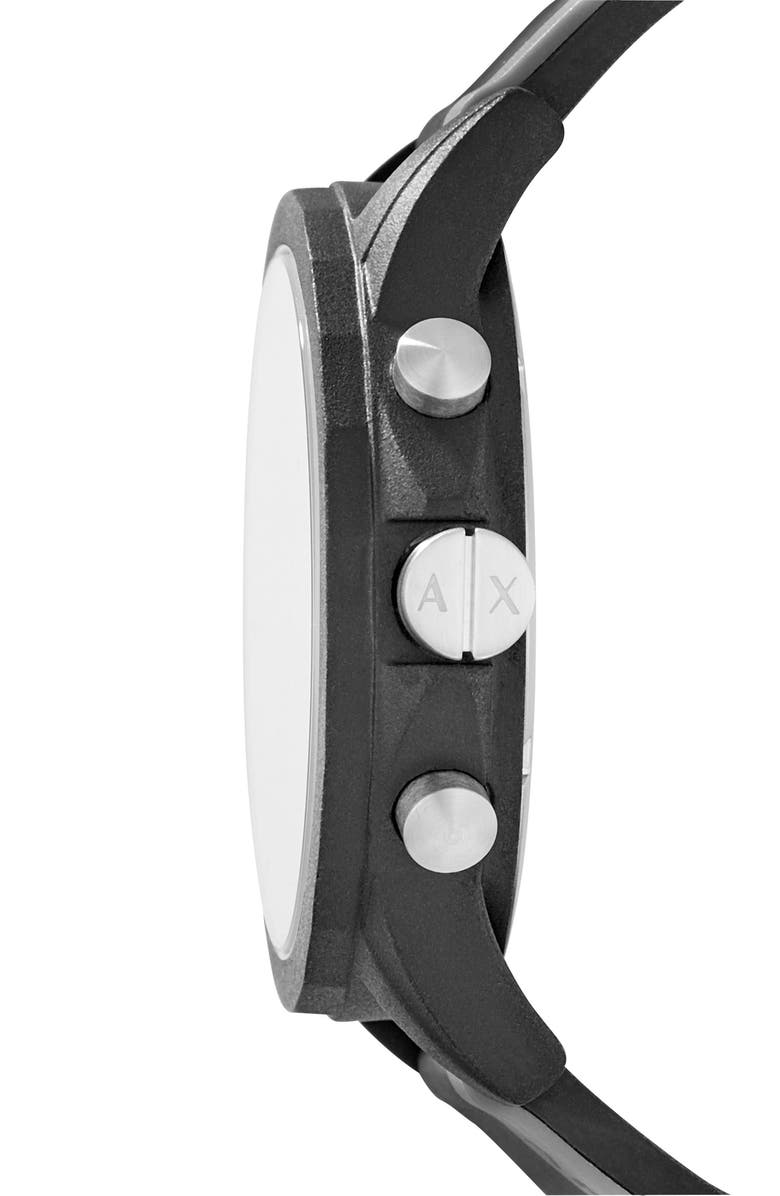 AX Armani Exchange Chronograph Stripe Silicone Strap Watch, 45mm, Alternate, color, Grey/ Black