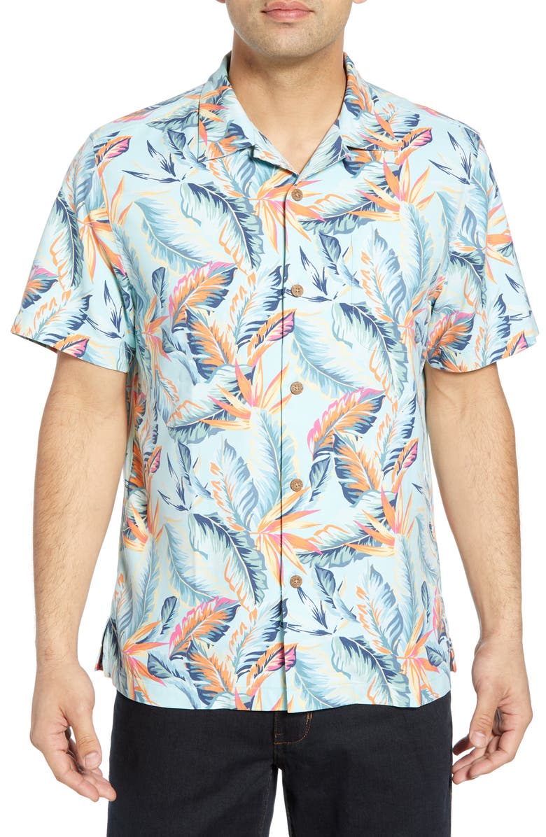 Tommy Bahama Break Wave Fronds Silk Blend Sport Shirt, Main, color, 