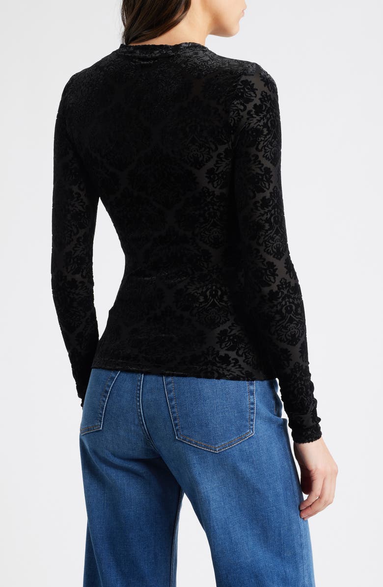 PAIGE Chelle Burnout Velvet Top, Alternate, color, Black