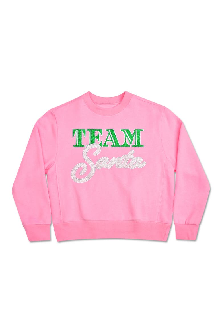 Kids' Team Santa Graphic Sweatshirt, Main, color, PINK MULTI