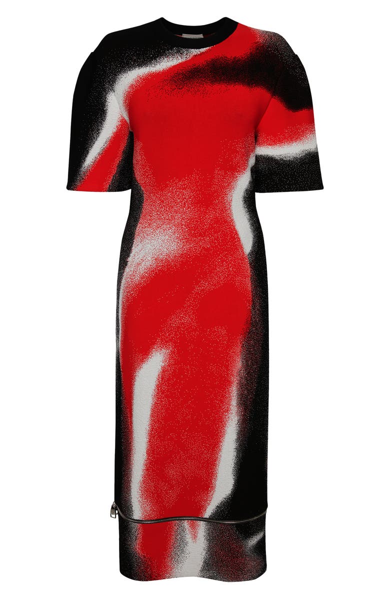 McQueen Mushroom Spore Zip Hem Midi Dress, Alternate, color,