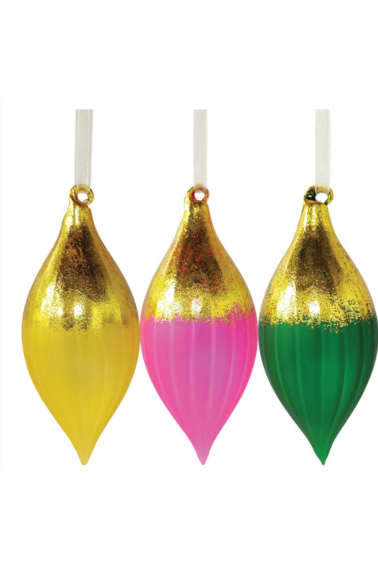 Boho Gold Multicolor Set of 6 Christmas Lightbulb Ornaments, Alternate, color, Gold