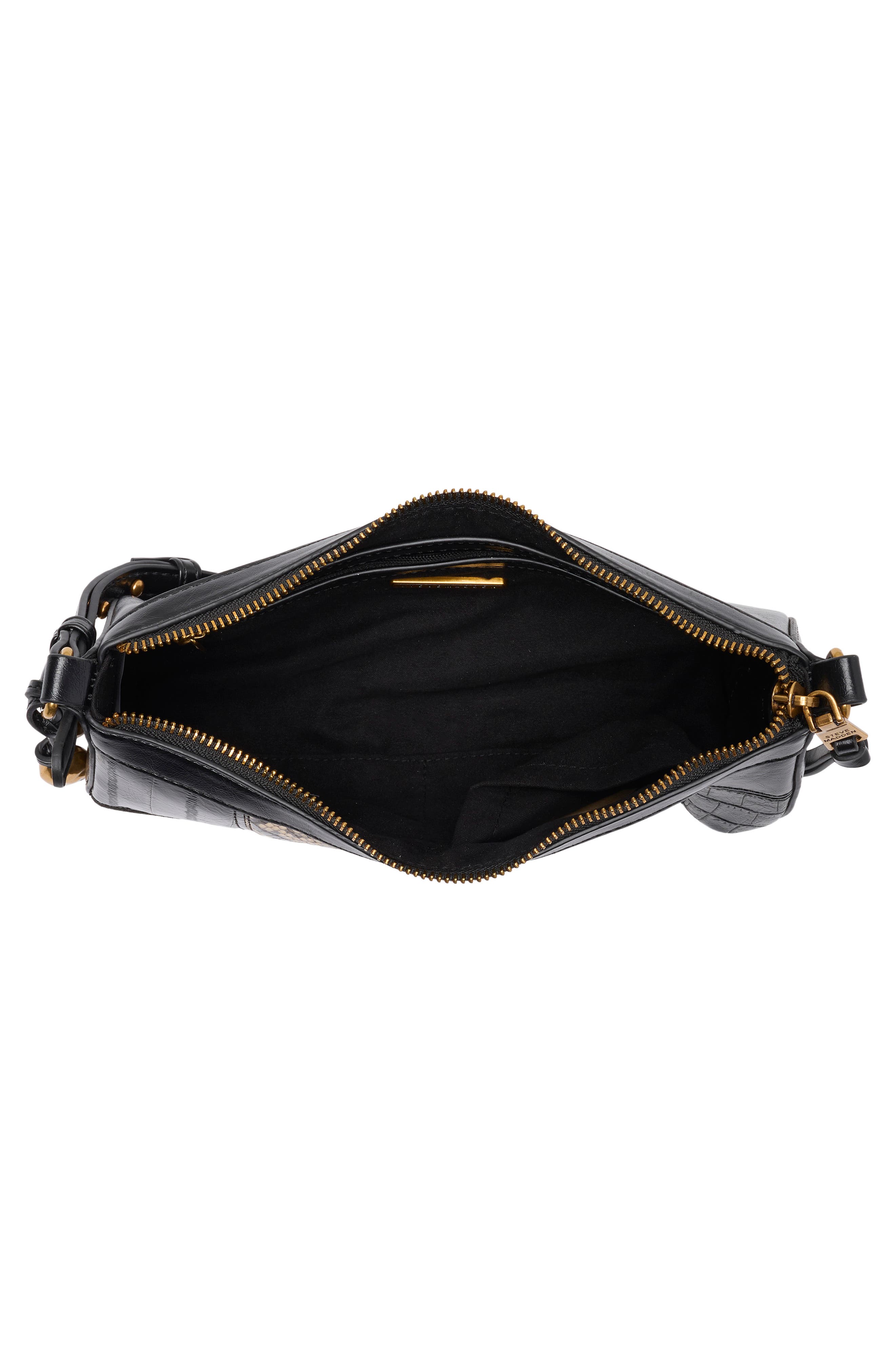 Blowen Faux Leather Baguette Bag, Alternate, color, MULTI BLACK PATCHWORK
