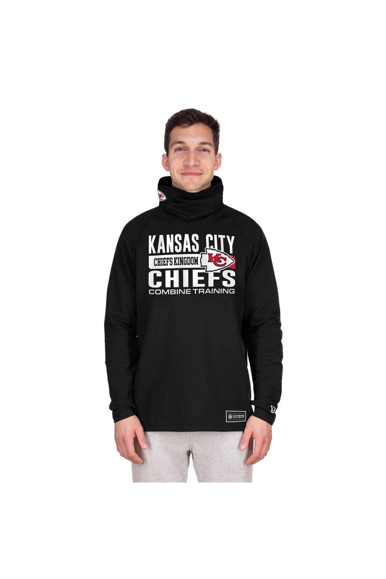 Men's New Era Black Kansas City Chiefs Functional Fandom Balaclava Helmet Stripe Tri-Blend Hoodie, Alternate, color, Black