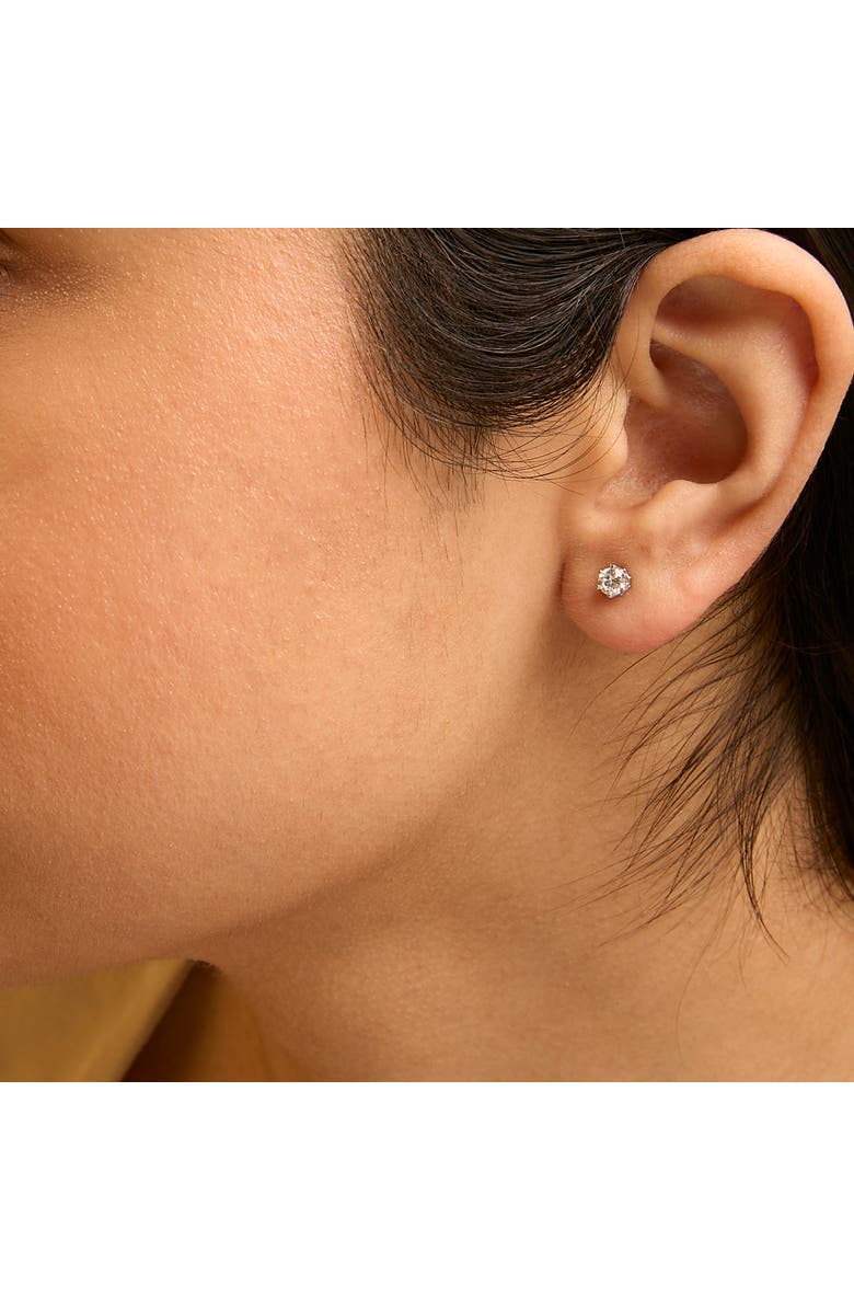 Haus of Brilliance 14K White Gold 1/2 Ct Round Diamond 6 Prong Crown Stud Earrings, Alternate, color, White