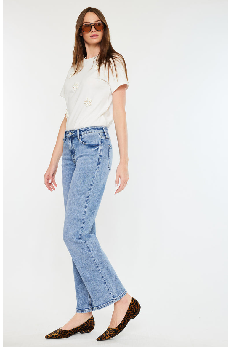 Tamia Essentials Mid Rise True Straight Jeans, Alternate, color, Medium Wash