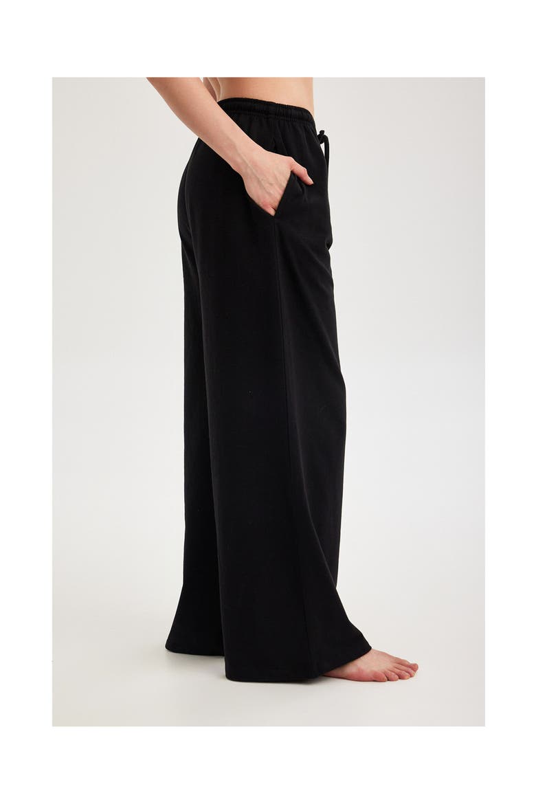 Summer Lounge Cotton Wide Leg Pant, Alternate, color, Black