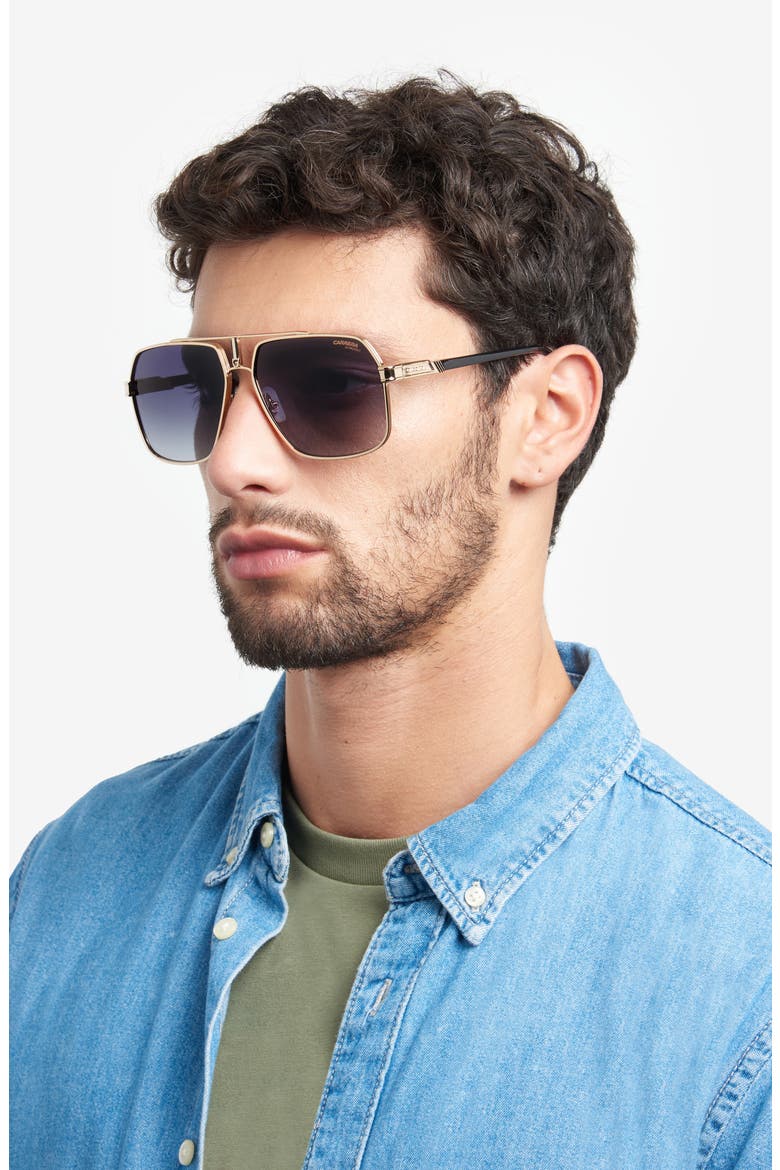 62mm Oversize Gradient Navigator Sunglasses, Alternate, color, BLACK GOLD/ GREY SHADED