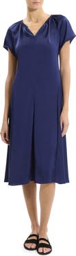 Theory Fit & Flare Satin Midi Dress