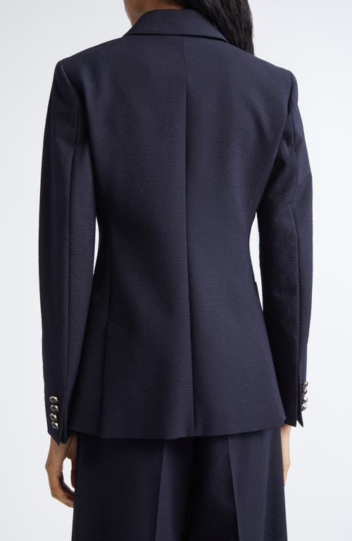 Max Mara Ricetta Double Breasted Wool Knit Blazer In Blue