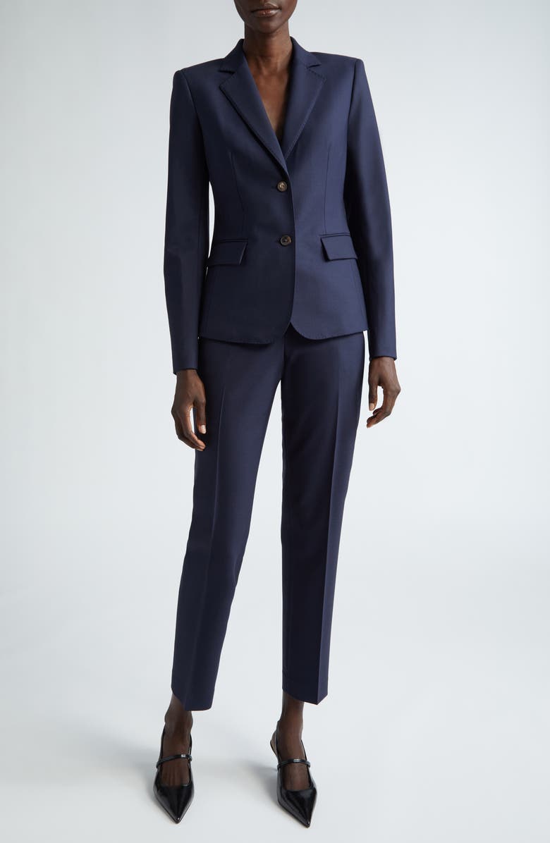 Lafayette 148 New York Fitted Stretch Wool Blazer, Alternate, color, Ink