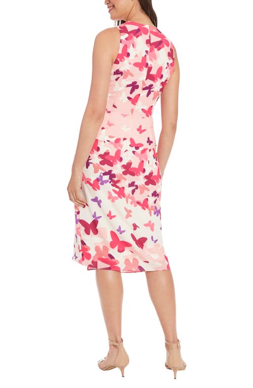 London Times Midi Wrap Dress In Pink Multi