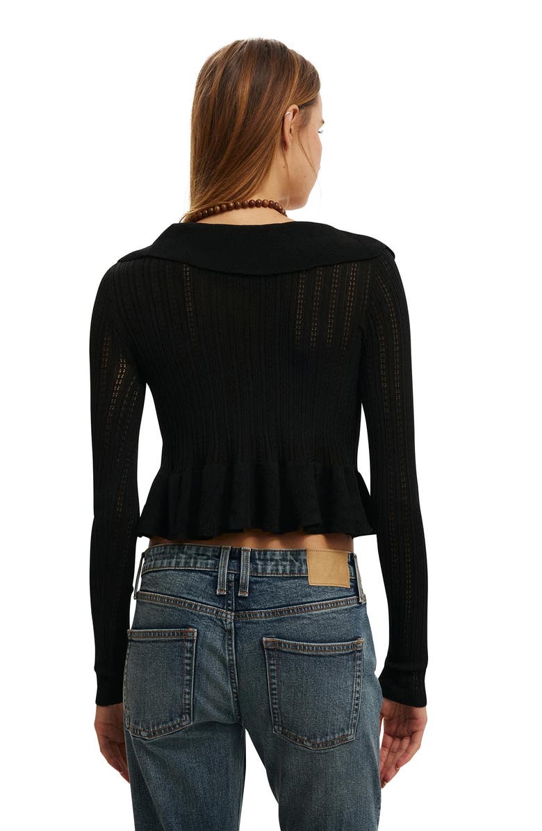 Cotton On Women's Ruffle Knit Cardi, Alternate, color, Black