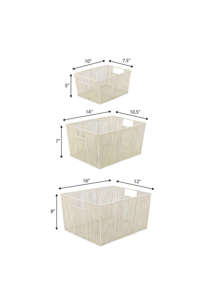 Sutton Modern Glam Handmade Wire Metal Nesting Storage Baskets, Alternate, color, Almond