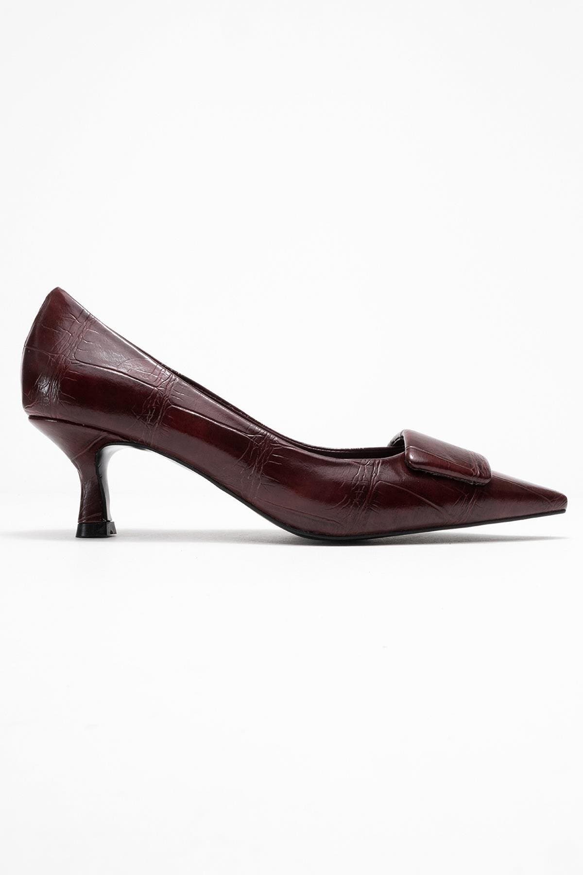 Marcia Buckle Pointed Toe Pump, Alternate, color, Burgundy Printed